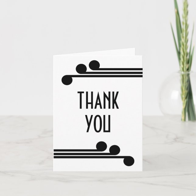 Carte de remerciements Noir Simple Déco Chic (Devant)