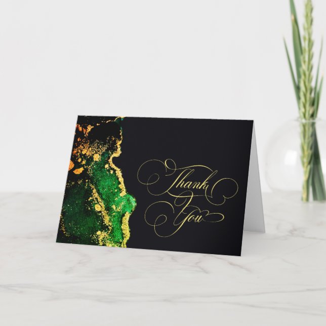 Carte de remerciements noir vert (Devant)