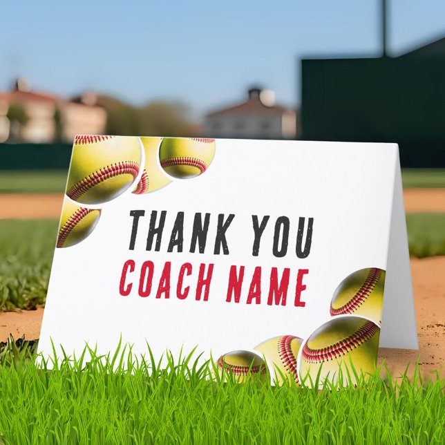 Carte De Remerciements Nom de l'entraîneur du softball (Créateur téléchargé)