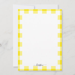 Carte De Remerciements Nom de script personnalisé En vichy jaune