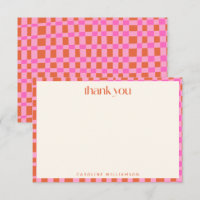 Nom personnalisé Abstrait Pink Orange Checkerboard
