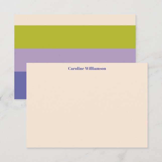 Carte De Remerciements Nom personnalisé Modern Purple Green Bold (Devant / Derrière)