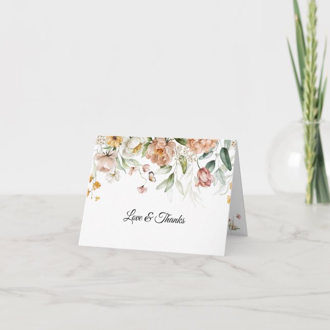Carte De Remerciements Nom sur Elegant Fine Art Floral Drop (Devant)