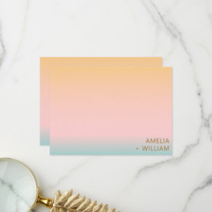Carte De Remerciements Noms de couple de mariage Peach Blush Mint Ombre