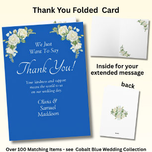 Carte De Remerciements Noms et message sur les roses bleues et blanches d