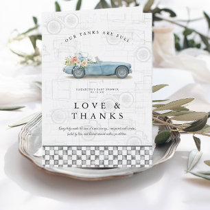 Carte De Remerciements Nos Réservoirs Sont Plein Baby shower Voiture Vint