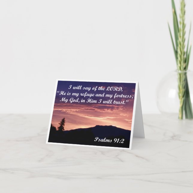 Carte De Remerciements Note Card - Dieu est mon Refuge, Psaumes 91:2 (Devant)