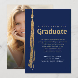 Carte De Remerciements Note de la photo de remise des diplômes Tassel Ble