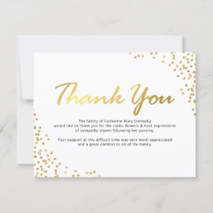 Carte De Remerciements Note de remerciement funéraire Glamour d'or blanc