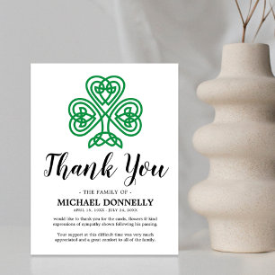 Carte De Remerciements Note de remerciement funéraire   Shamrock celte