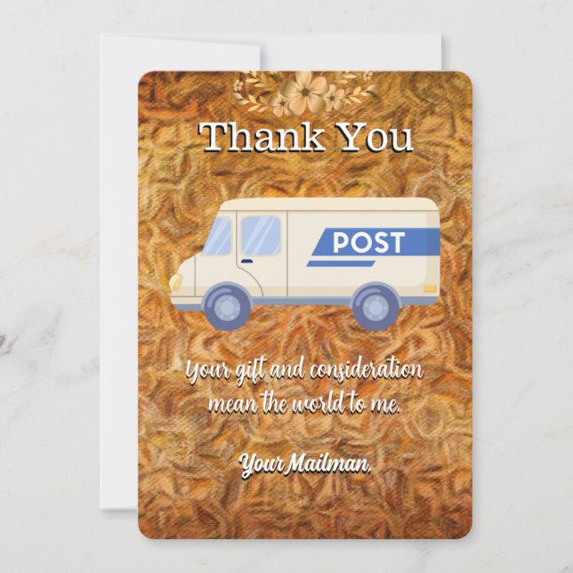 Carte De Remerciements note Lettre Carrier Mailman Postal Mail Carrier (Devant)