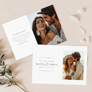 Carte De Remerciements Note W du Mariage photo simple et élégant