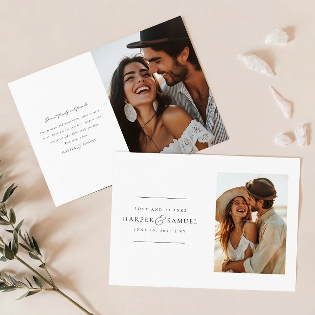 Carte De Remerciements Note W du Mariage photo simple et élégant (Créateur téléchargé)