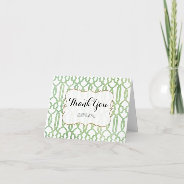 Carte De Remerciements Notes d'aquarelle Jardin Trellis Motif (Devant)
