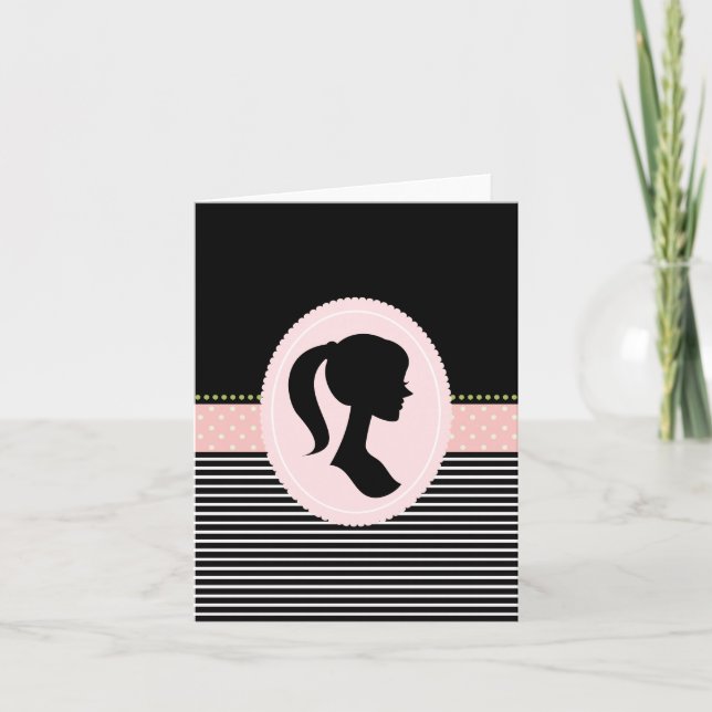 Carte De Remerciements Notes de remerciement avec une Silhouette de fille (Devant)