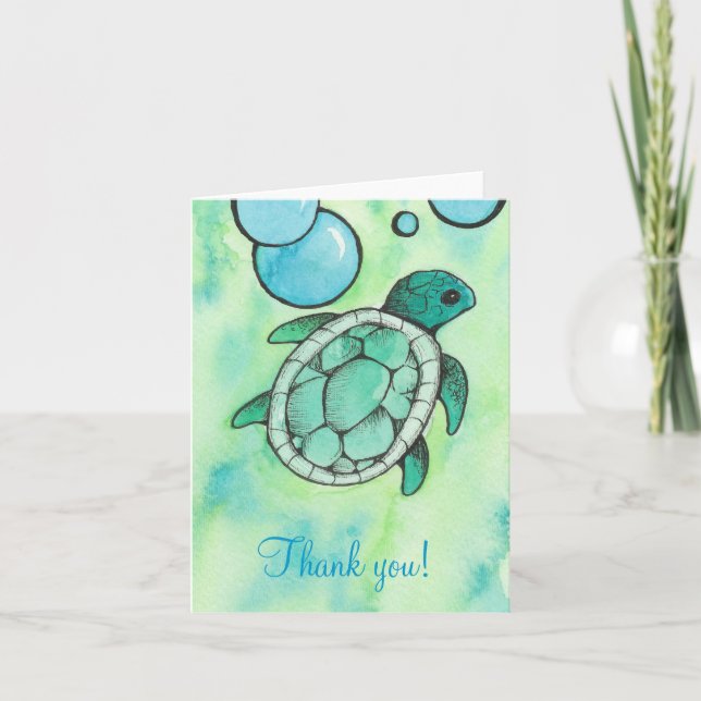 Carte De Remerciements Notes de remerciement de la tortue de mer (Devant)