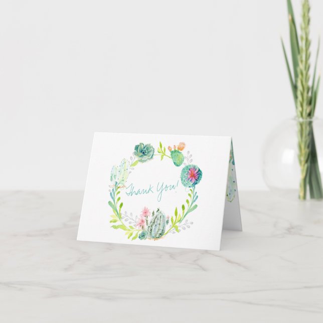 Carte De Remerciements Notes de remerciement Desert Cactus Garden Waterco (Devant)