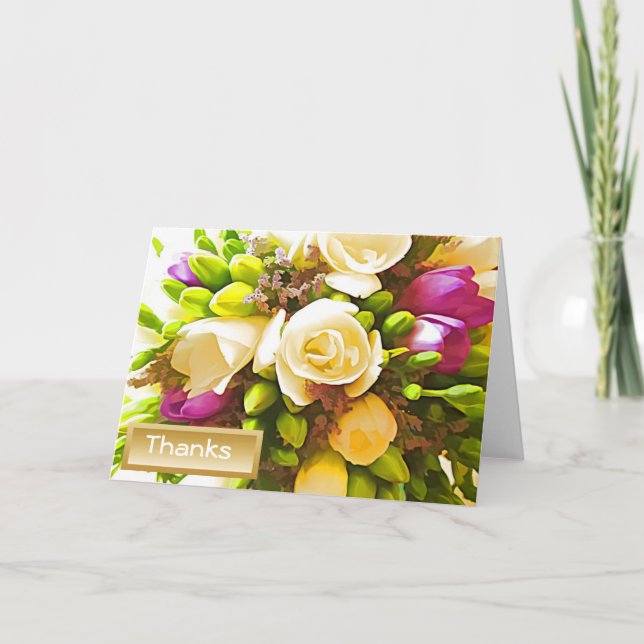 Carte De Remerciements Notes de remerciement du Mariage floral (Devant)