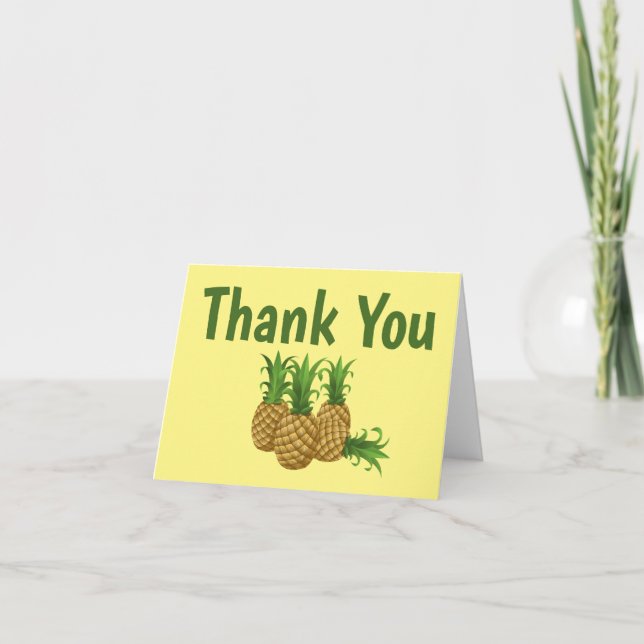 Carte De Remerciements Notes de remerciement jaune Design d'ananas tropic (Devant)