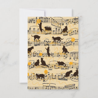 Carte De Remerciements Notes musicales et chatons