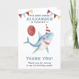 Carte De Remerciements Notre Bébé Requin 1er Anniversaire sous la mer