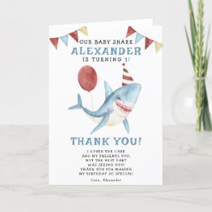 Carte De Remerciements Notre Bébé Requin 1er Anniversaire sous la mer