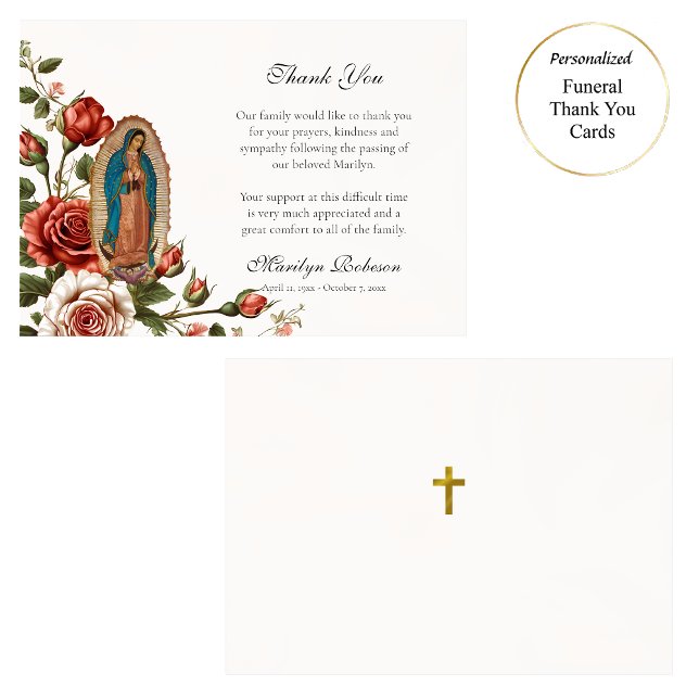 Carte De Remerciements Notre-Dame de Guadalupe Funérailles catholiques Ro (Créateur téléchargé)