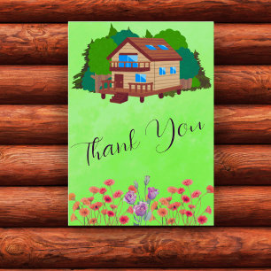 Carte De Remerciements Notre famille a adoré la cabane en bois rustique d