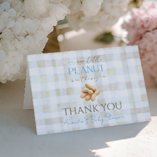 Carte De Remerciements Notre Petit Garçon Cacahuète Bleu Gingham Baby Sho