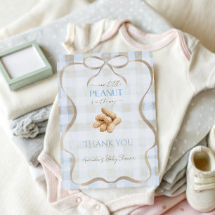 Carte De Remerciements Notre Petit Garçon Cacahuète Bleu Gingham Baby Sho