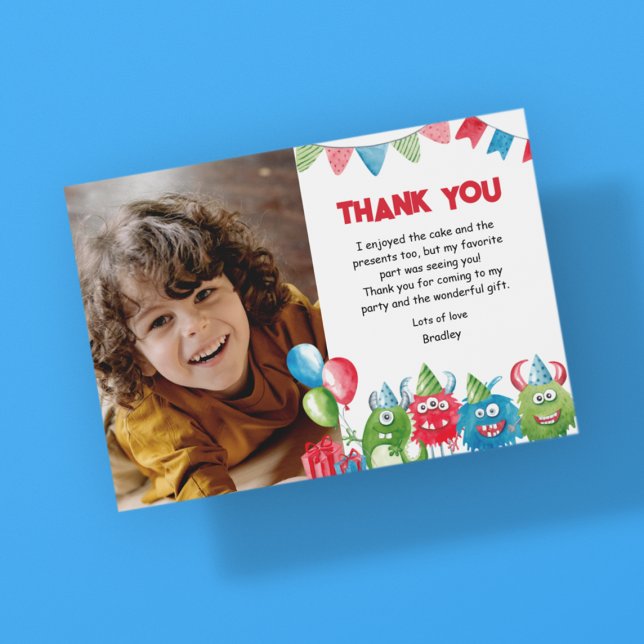 Carte De Remerciements Notre petit monstre | Photo fête d'anniversaire (Créateur téléchargé)