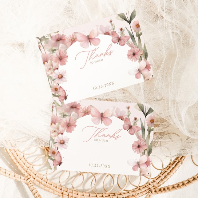Carte De Remerciements Notre Petit Papillon Rose Girls Anniversaire (Créateur téléchargé)