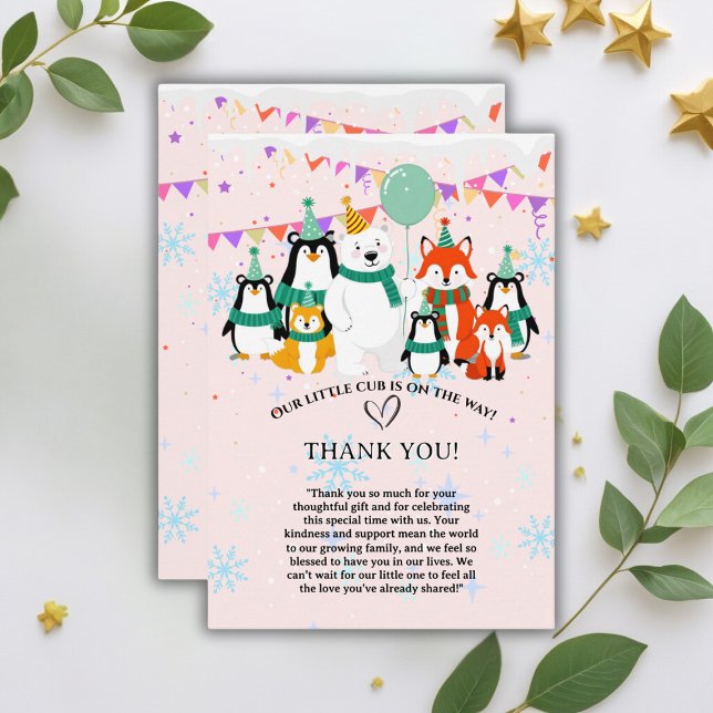 Carte De Remerciements Notre Petit Petit Cub | Baby shower des animaux de (Créateur téléchargé)