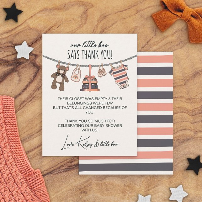 Carte De Remerciements Notre petite fille Boo Baby shower d'Halloween ros (Créateur téléchargé)