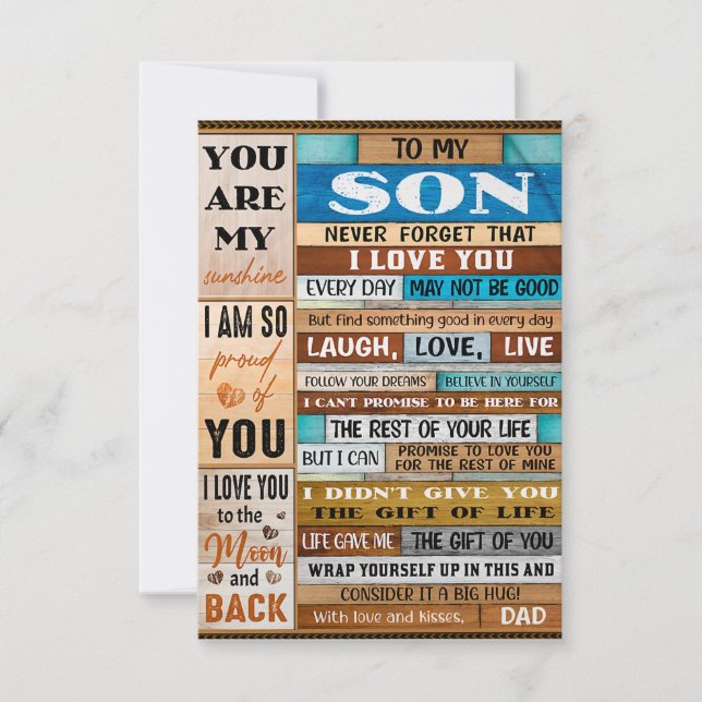 Carte De Remerciements N'Oublie Jamais Je T'Aime - Papa À Fils (Devant)