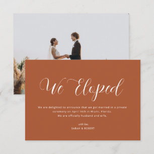 Carte De Remerciements nous avons elopé script terracotta mariage faire-p