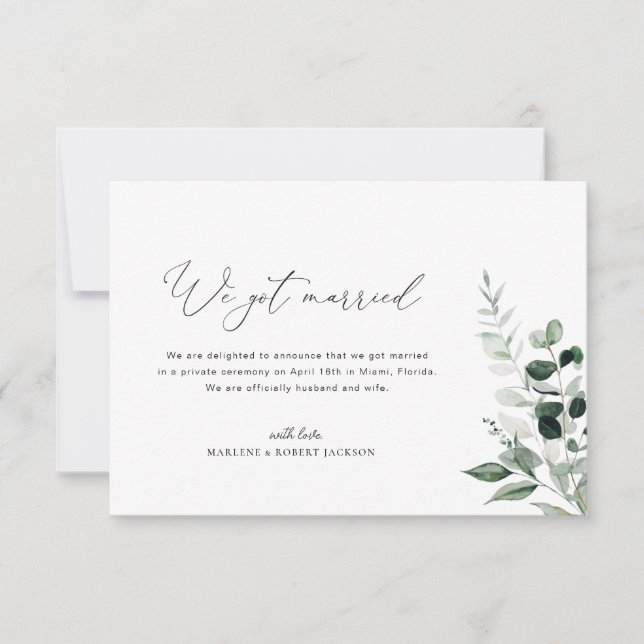 Carte De Remerciements Nous nous sommes mariés mariage de la verdure (Devant)