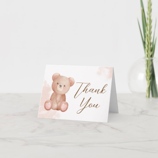 Carte De Remerciements Nous pouvons attendre le Baby shower de l'ours (Devant)