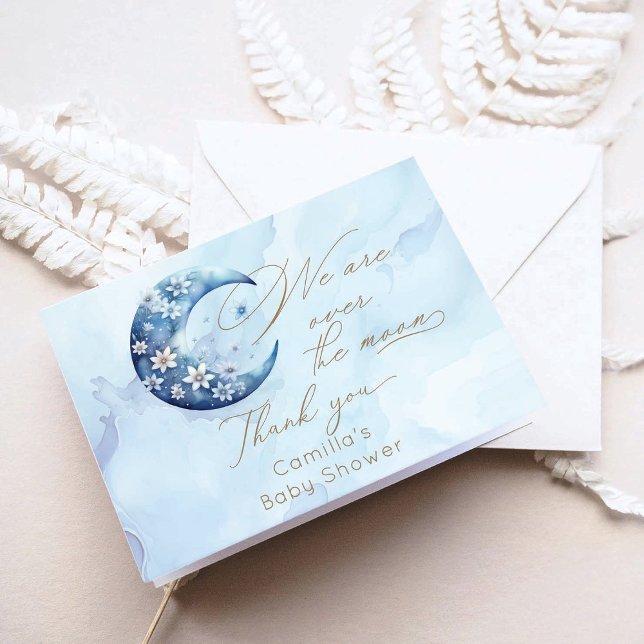 Carte De Remerciements Nous Sommes Au-Dessus Du Baby shower Moon Boy (Créateur téléchargé)