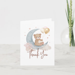 Carte De Remerciements Nous sommes ravis Ourson Fête bébé Lune
