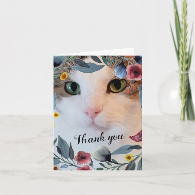 Carte De Remerciements Nouveau animal / Tablette blanche Photo chat (Devant)
