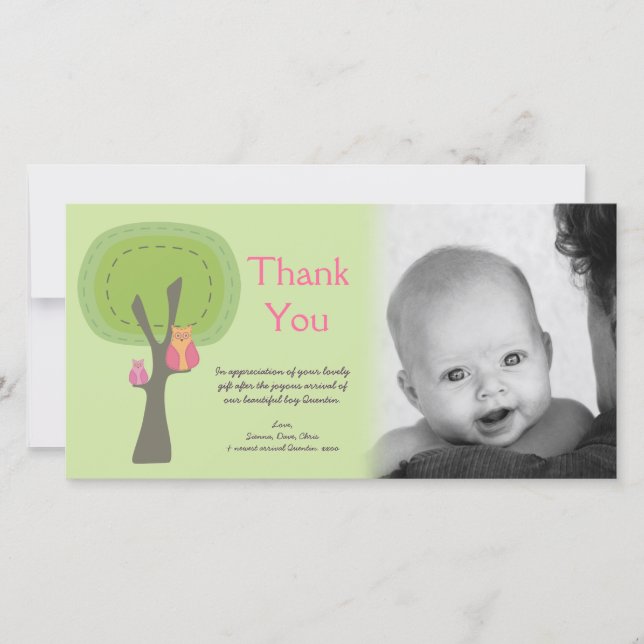 Carte De Remerciements Nouveau cadeau Photocard d'arrivée de bébé de (Devant)