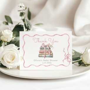 Carte De Remerciements Nouveau chapitre Baby shower de boule rose