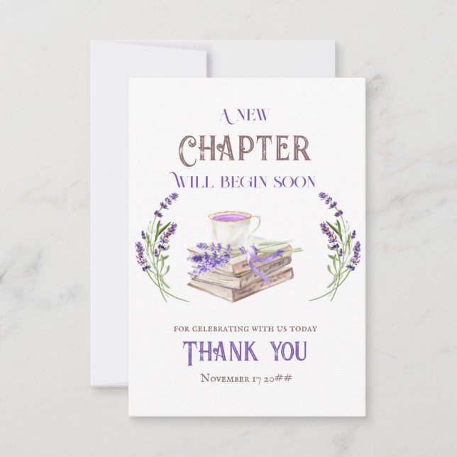 Carte De Remerciements Nouveau Chapitre Commence Bientôt Fête Bébé Livres (Devant)