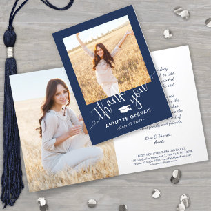 Carte De Remerciements Nouvelle adresse et photo de graduation Marine Ble