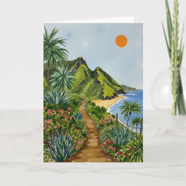 Carte De Remerciements Nouvelle Pali Coast Kauai Hawaii Aquarelle (Devant)