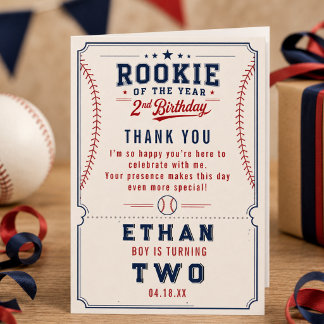 Carte De Remerciements Nouvelle recrue de l'année Baseball 2e anniversair