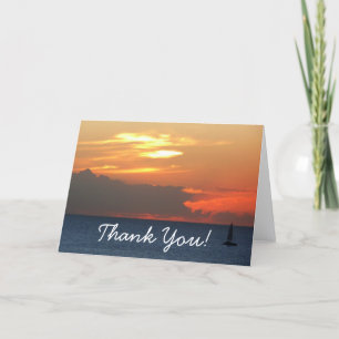 Carte De Remerciements Nuages de coucher de soleil et paysage marin voili