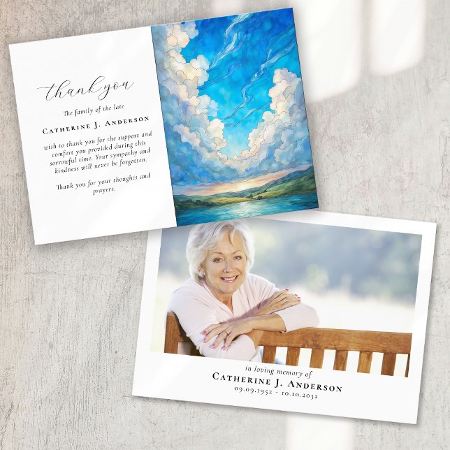 Carte De Remerciements Nuages Photo Sympathy Funeral Memorial (Créateur téléchargé)