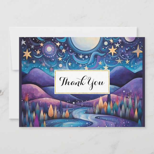 Carte De Remerciements Nuit lunaire Big Moon Landscape Party (Devant)
